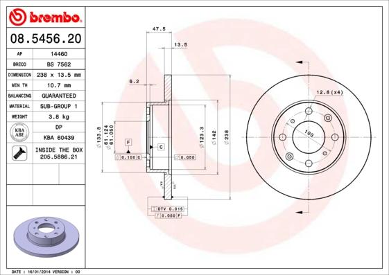 Brembo 08.5456.20 - Bremžu diski ps1.lv