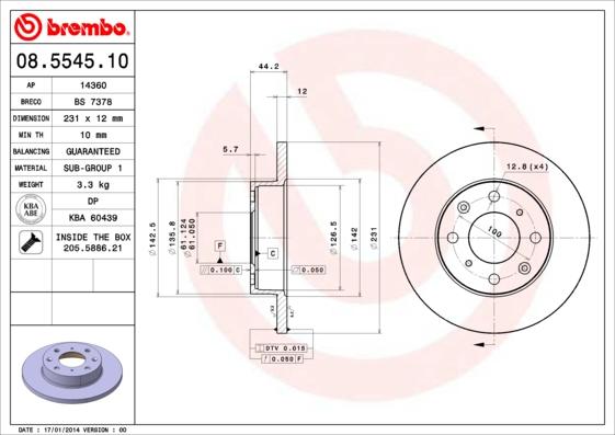 Brembo 08.5545.10 - Bremžu diski ps1.lv