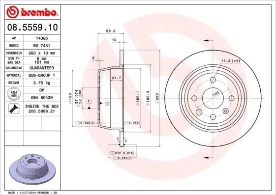 Brembo 08.5559.10 - Bremžu diski ps1.lv