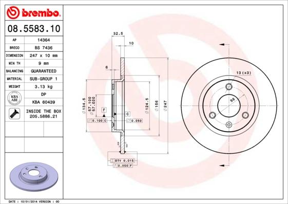 Brembo 08.5583.10 - Bremžu diski ps1.lv