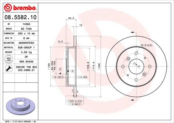 Brembo 08.5582.10 - Bremžu diski ps1.lv