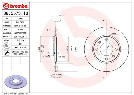 Brembo 08.5573.10 - Bremžu diski ps1.lv