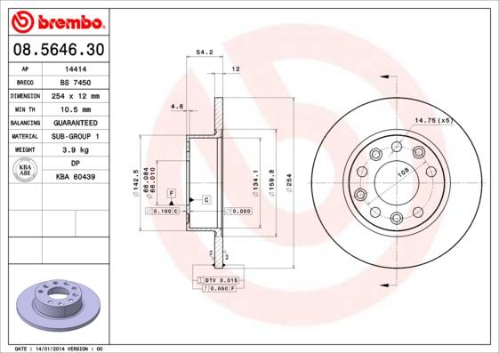 Brembo 08.5646.30 - Bremžu diski ps1.lv