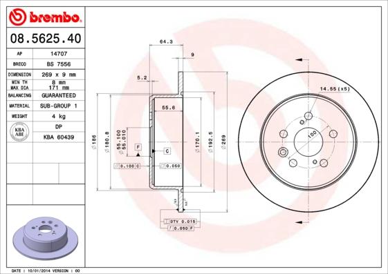 Brembo 08.5625.40 - Bremžu diski ps1.lv