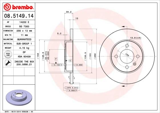 Brembo 08.5149.14 - Bremžu diski ps1.lv