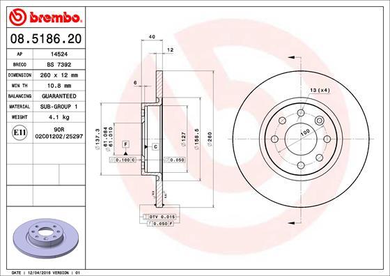 Brembo 08.5186.20 - Bremžu diski ps1.lv