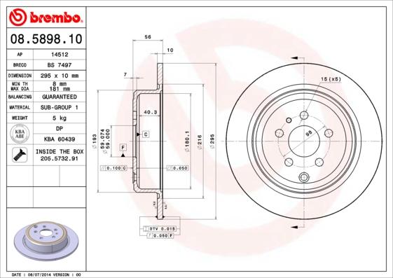 Brembo 08.5898.10 - Bremžu diski ps1.lv