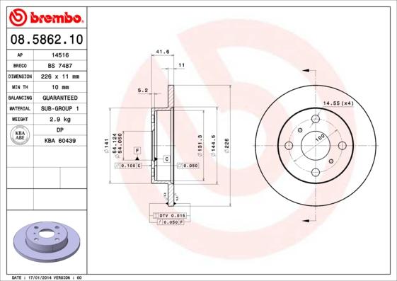 Brembo 08.5862.10 - Bremžu diski ps1.lv