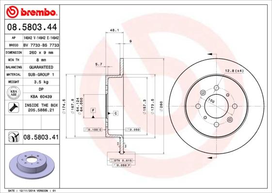 Brembo 08.5803.41 - Bremžu diski ps1.lv