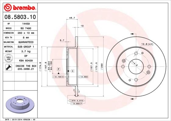 Brembo 08.5803.10 - Bremžu diski ps1.lv