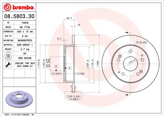 Brembo 08.5803.30 - Bremžu diski ps1.lv