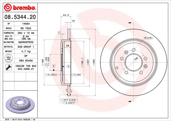 Brembo 08.5344.20 - Bremžu diski ps1.lv