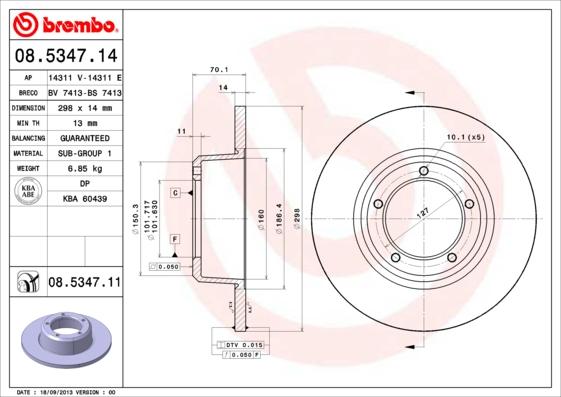 Brembo 08.5347.14 - Bremžu diski ps1.lv