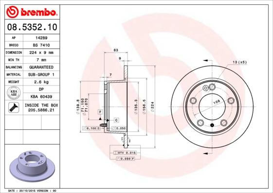 Brembo 08.5352.10 - Bremžu diski ps1.lv