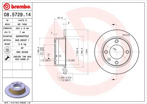 Brembo 08.5729.14 - Bremžu diski ps1.lv