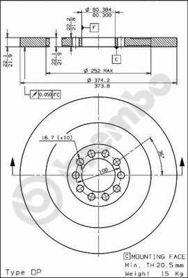 Brembo 08.6750.20 - Bremžu diski ps1.lv