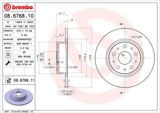 Brembo 08.6768.11 - Bremžu diski ps1.lv