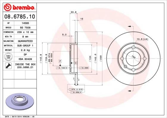 Brembo 08.6785.10 - Bremžu diski ps1.lv