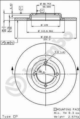 Brembo 08.1581.10 - Bremžu diski ps1.lv