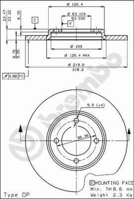 Brembo 08.1643.10 - Bremžu diski ps1.lv