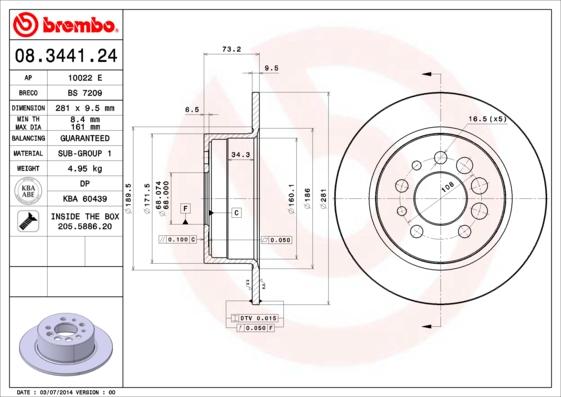 Brembo 08.3441.24 - Bremžu diski ps1.lv