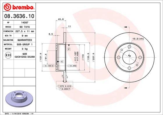 Brembo 08.3636.10 - Bremžu diski ps1.lv