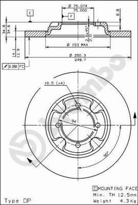 Brembo 08.3109.10 - Bremžu diski ps1.lv