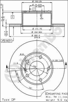 Brembo 08.3712.10 - Bremžu diski ps1.lv