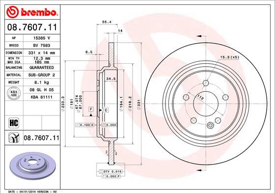 Brembo 08.7607.11 - Bremžu diski ps1.lv