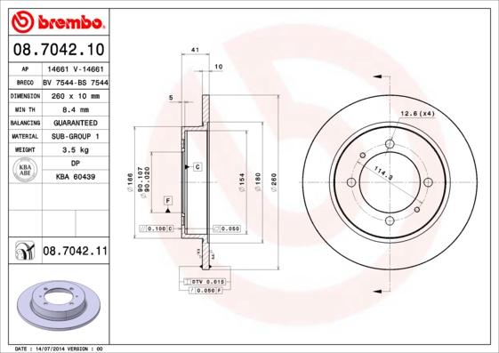 Brembo 08.7042.10 - Bremžu diski ps1.lv