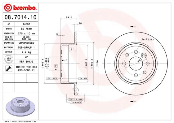 Brembo 08.7014.10 - Bremžu diski ps1.lv