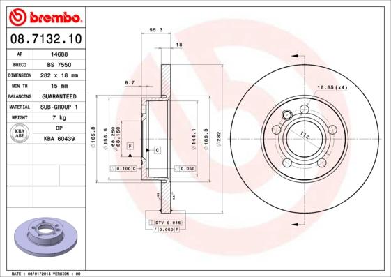 Brembo 08.7132.10 - Bremžu diski ps1.lv