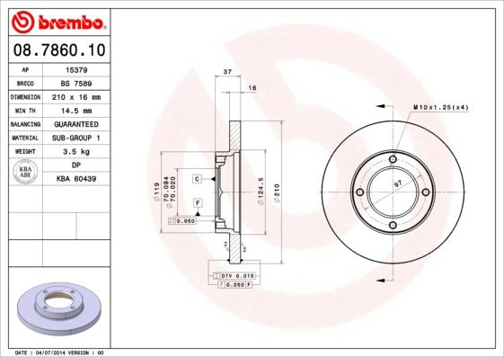 Brembo 08.7860.10 - Bremžu diski ps1.lv