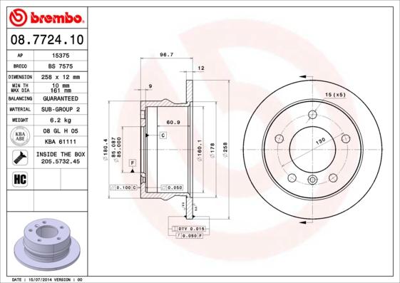 Brembo 08.7724.10 - Bremžu diski ps1.lv