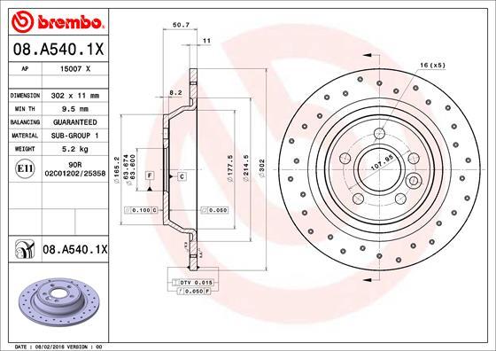 Brembo 08.A540.1X - Bremžu diski ps1.lv