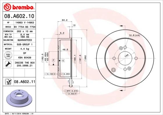 Brembo 08.A602.11 - Bremžu diski ps1.lv