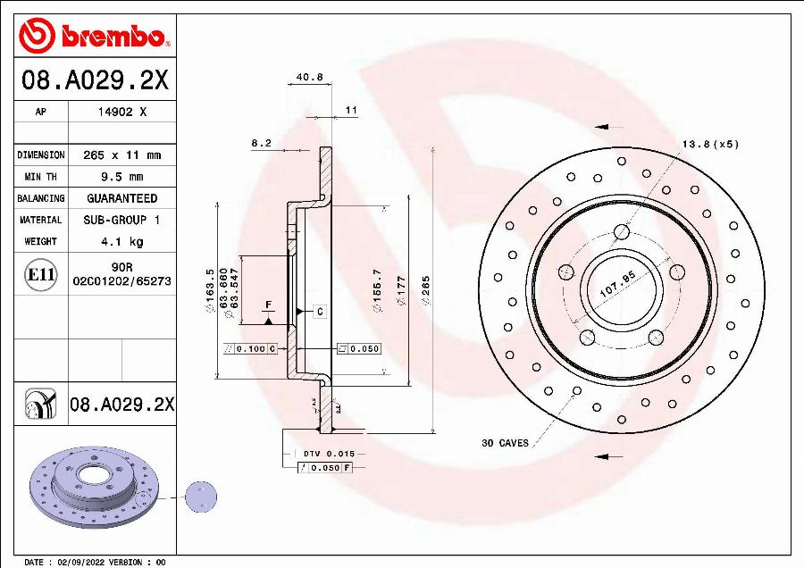 Brembo 08.A029.2X - Bremžu diski ps1.lv