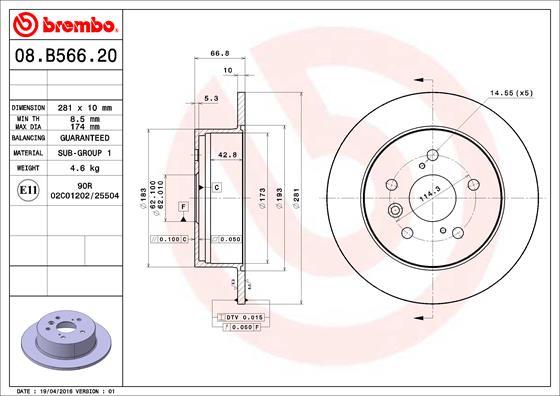 Brembo 08.B566.21 - Bremžu diski ps1.lv