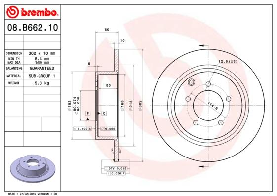 Brembo 08.B662.11 - Bremžu diski ps1.lv