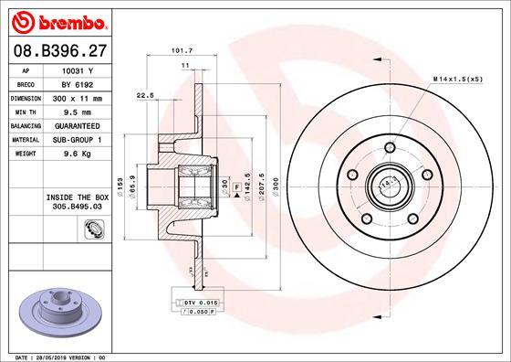 Brembo 08.B396.27 - Bremžu diski ps1.lv