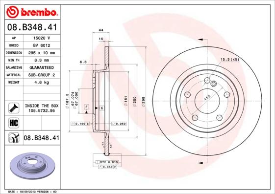 Brembo 08.B348.41 - Bremžu diski ps1.lv