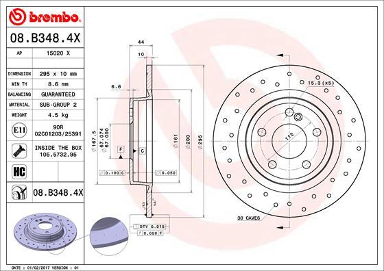 Brembo 08.B348.4X - Bremžu diski ps1.lv