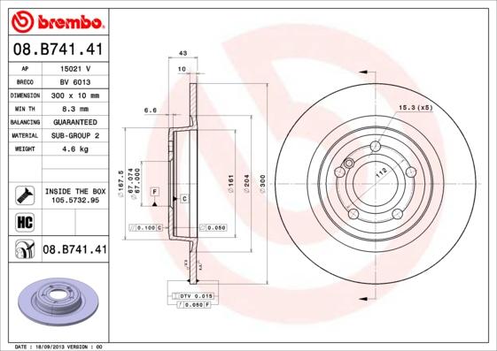 Brembo 08.B741.41 - Bremžu diski ps1.lv