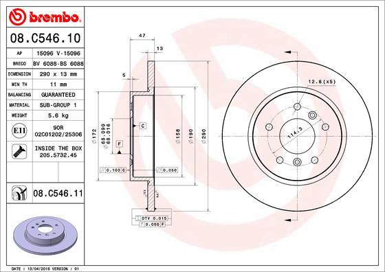 Brembo 08.C546.11 - Bremžu diski ps1.lv