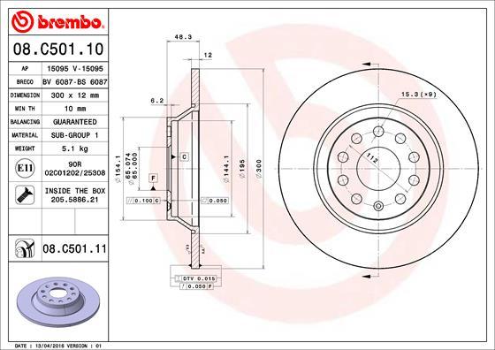 Brembo 08.C501.11 - Bremžu diski ps1.lv