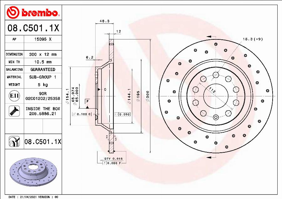 Brembo 08.C501.1X - Bremžu diski ps1.lv