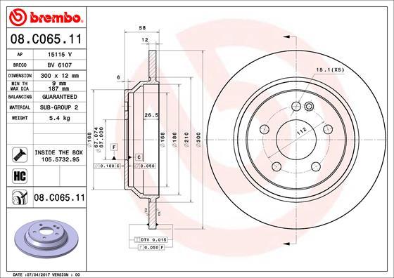 Brembo 08.C065.11 - Bremžu diski ps1.lv