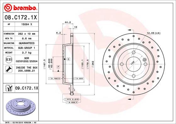 Brembo 08.C172.1X - Bremžu diski ps1.lv