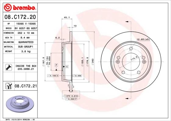 Brembo 08.C172.21 - Bremžu diski ps1.lv