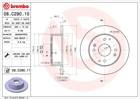 Brembo 08.C290.11 - Bremžu diski ps1.lv